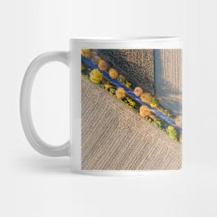 Aerial view of autumn country road Mug